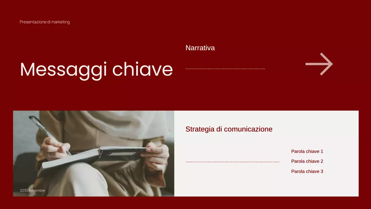 Presentazione di marketing dei contenuti minimali e alla moda in rosso