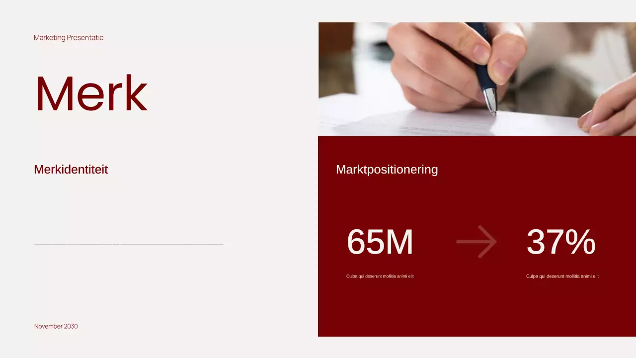 Trendy rode minimalistische contentmarketingpresentatie