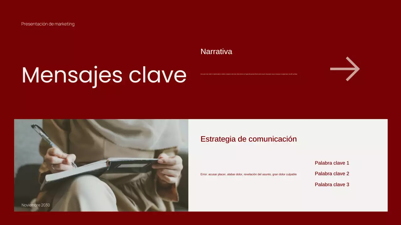 Presentación de marketing de contenidos minimalista en rojo y moderno