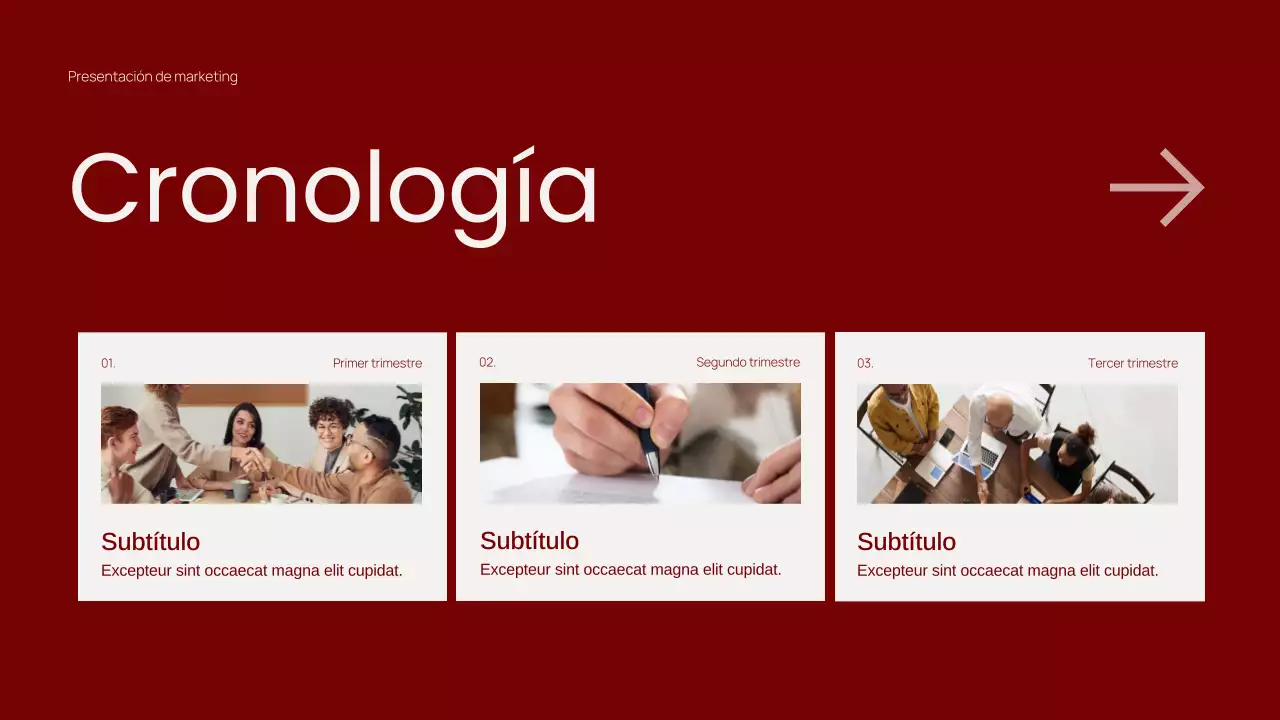 Presentación de marketing de contenidos minimalista en rojo y moderno