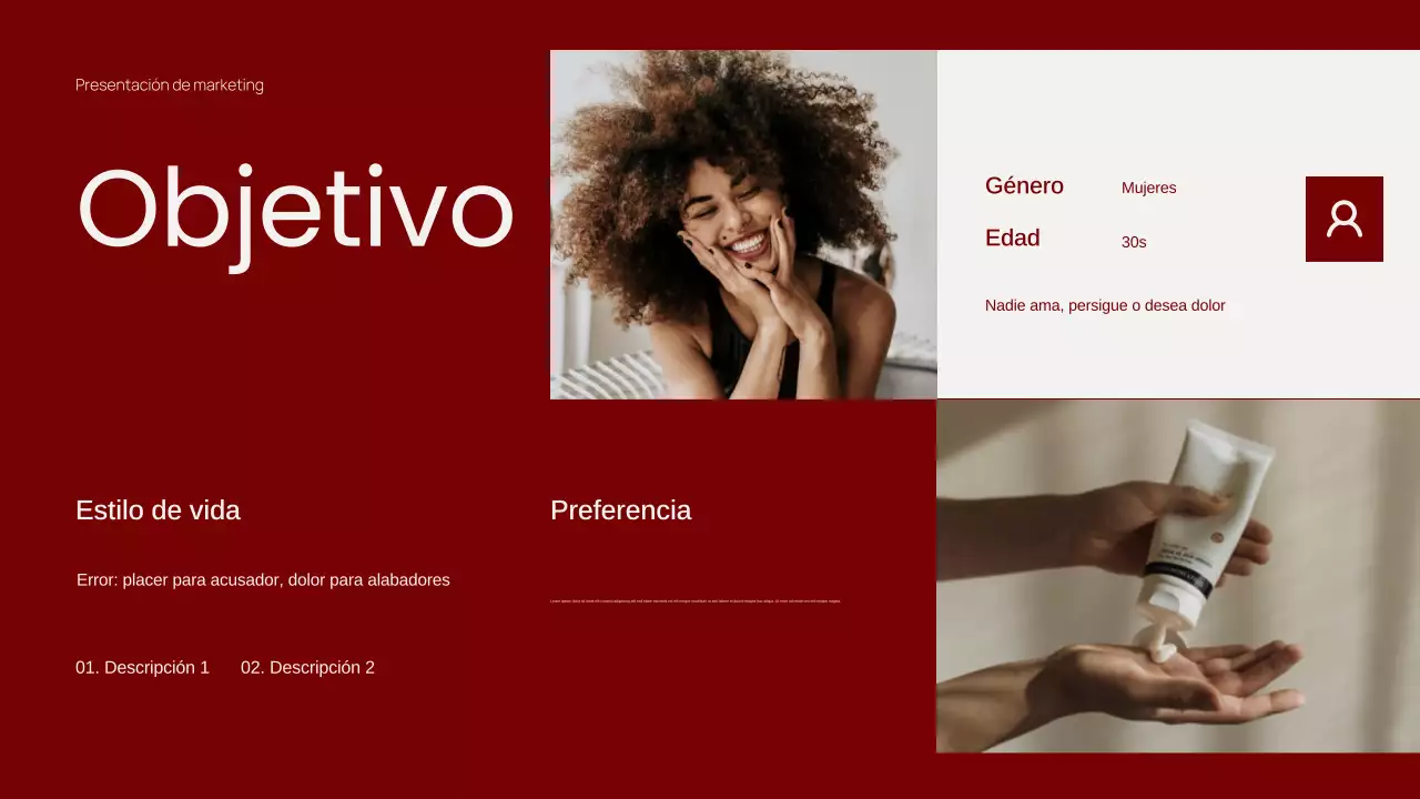 Presentación de marketing de contenidos minimalista en rojo y moderno