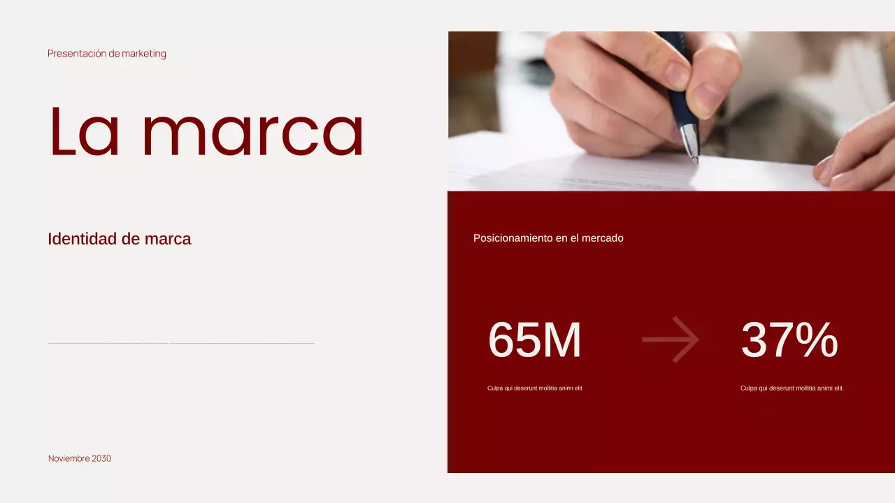 Presentación de marketing de contenidos minimalista en rojo y moderno