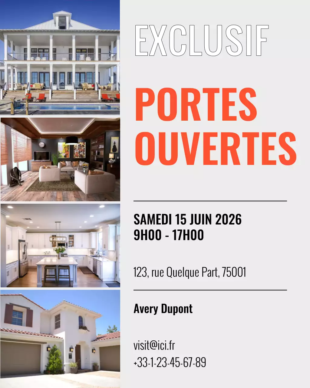 Invitation immobilière grise moderne