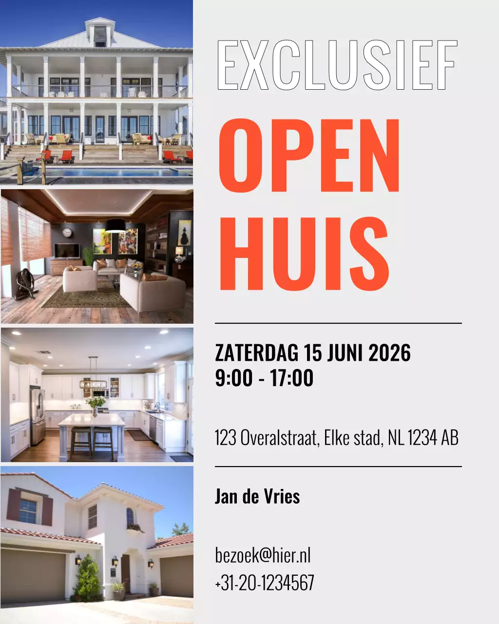 Grijze moderne vastgoeduitnodiging