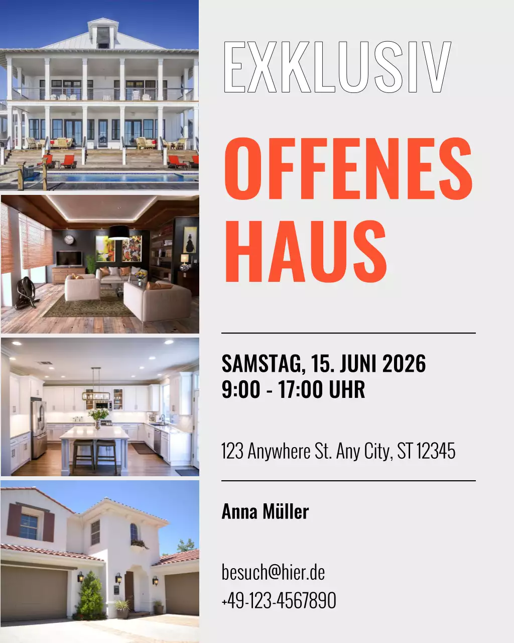 Graue moderne Immobilieneinladung