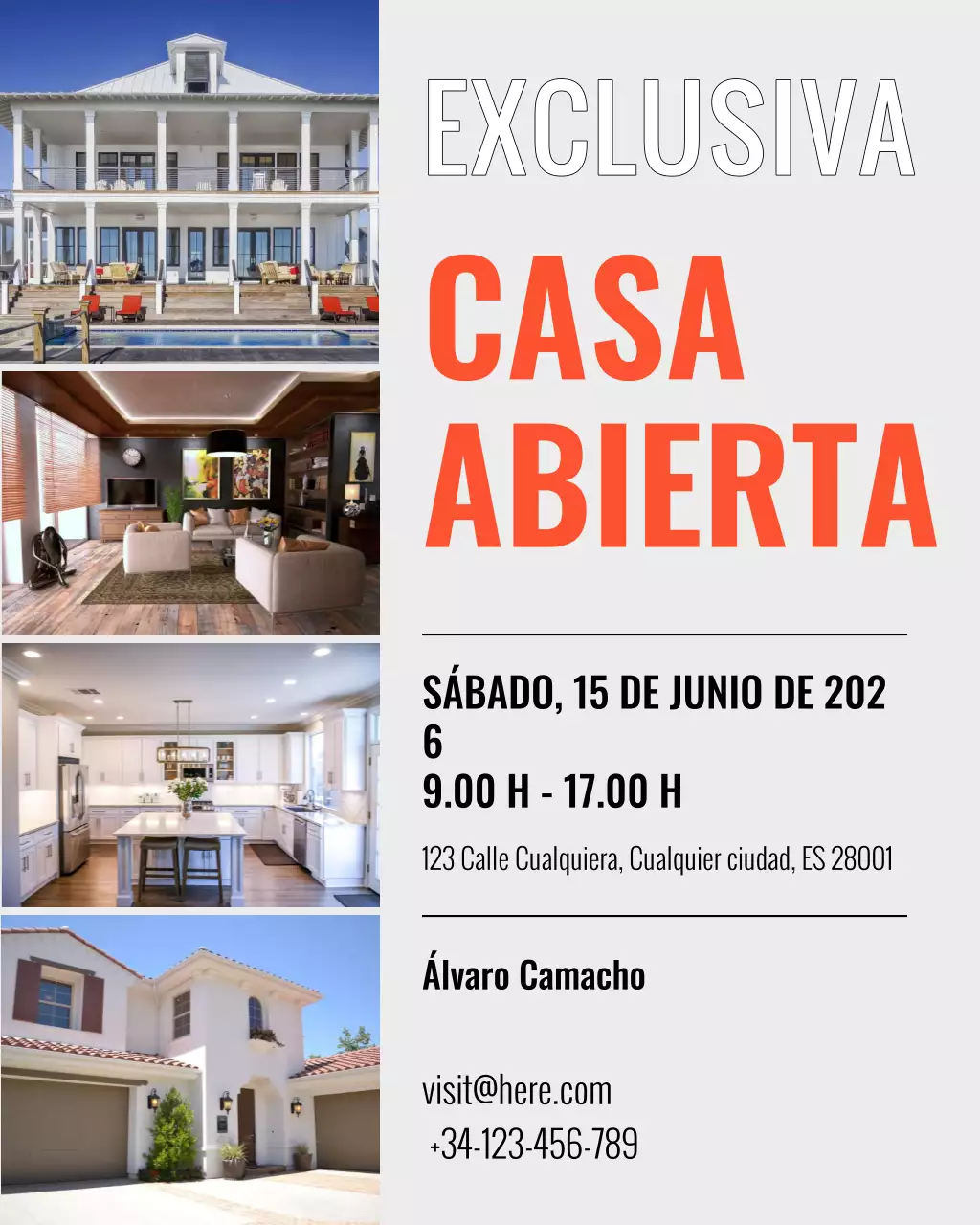 Invitación inmobiliaria moderna en gris