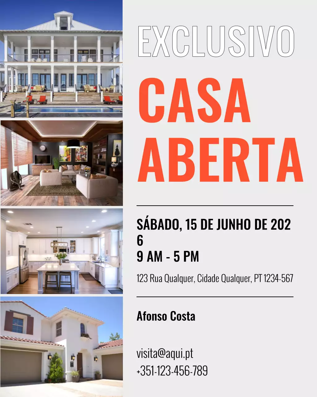 Convite para imobiliária moderna cinza