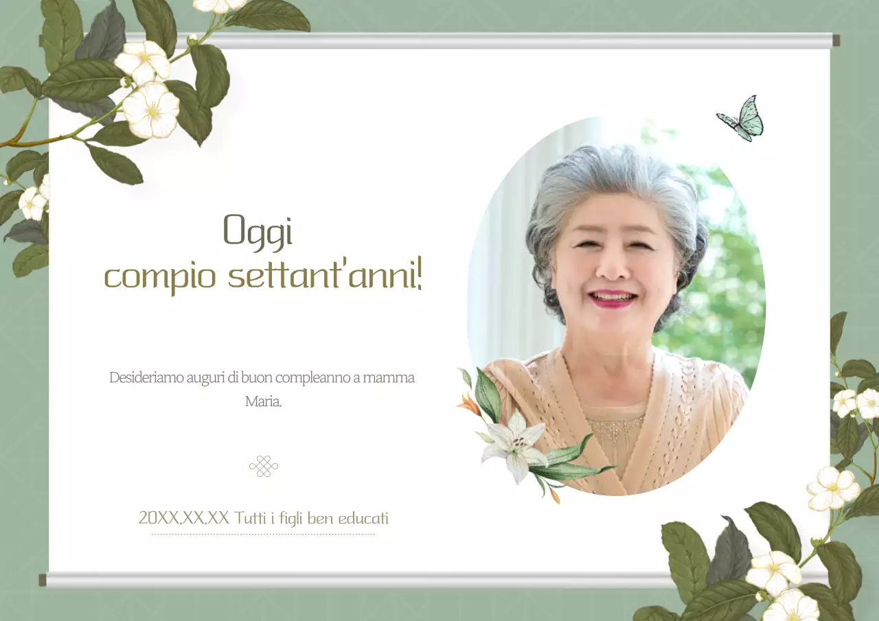 Invito moderno per la festa del 70° compleanno in cachi