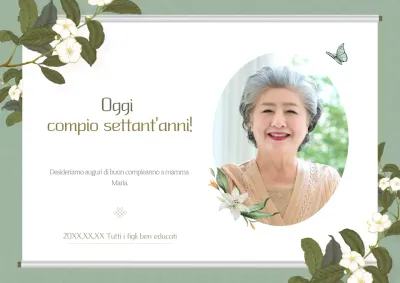 Invito moderno per la festa del 70° compleanno in cachi