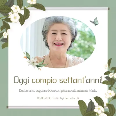 Invito moderno per la festa del 70° compleanno in cachi