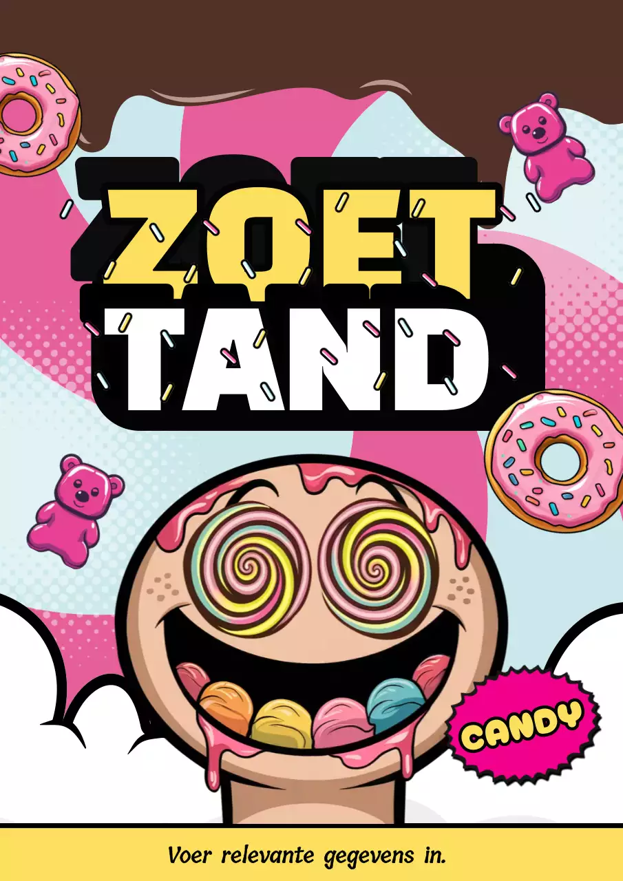 Kleurrijke strip snoep reclameposter