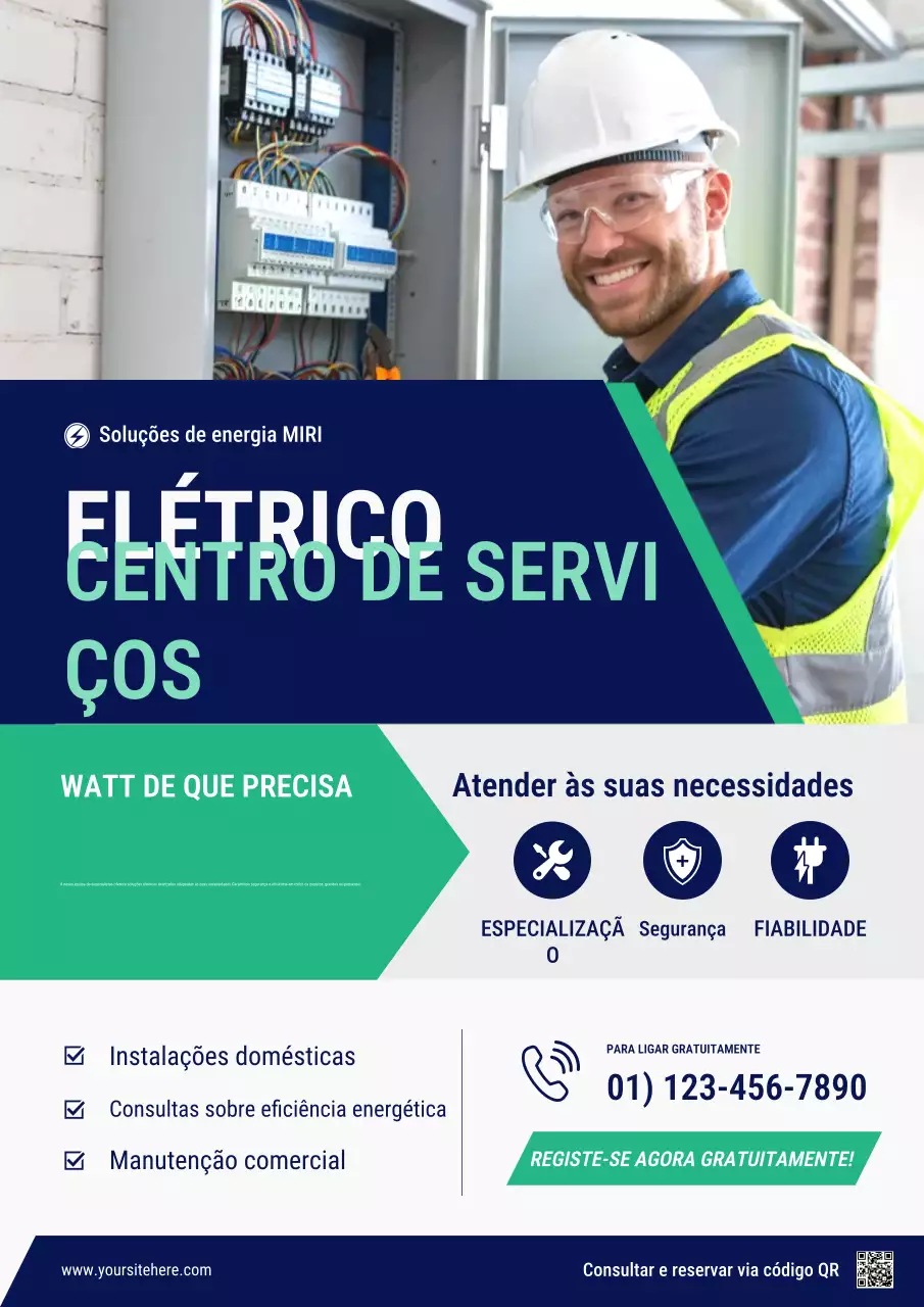 Cartaz de promoção de serviço elétrico profissional da Marinha