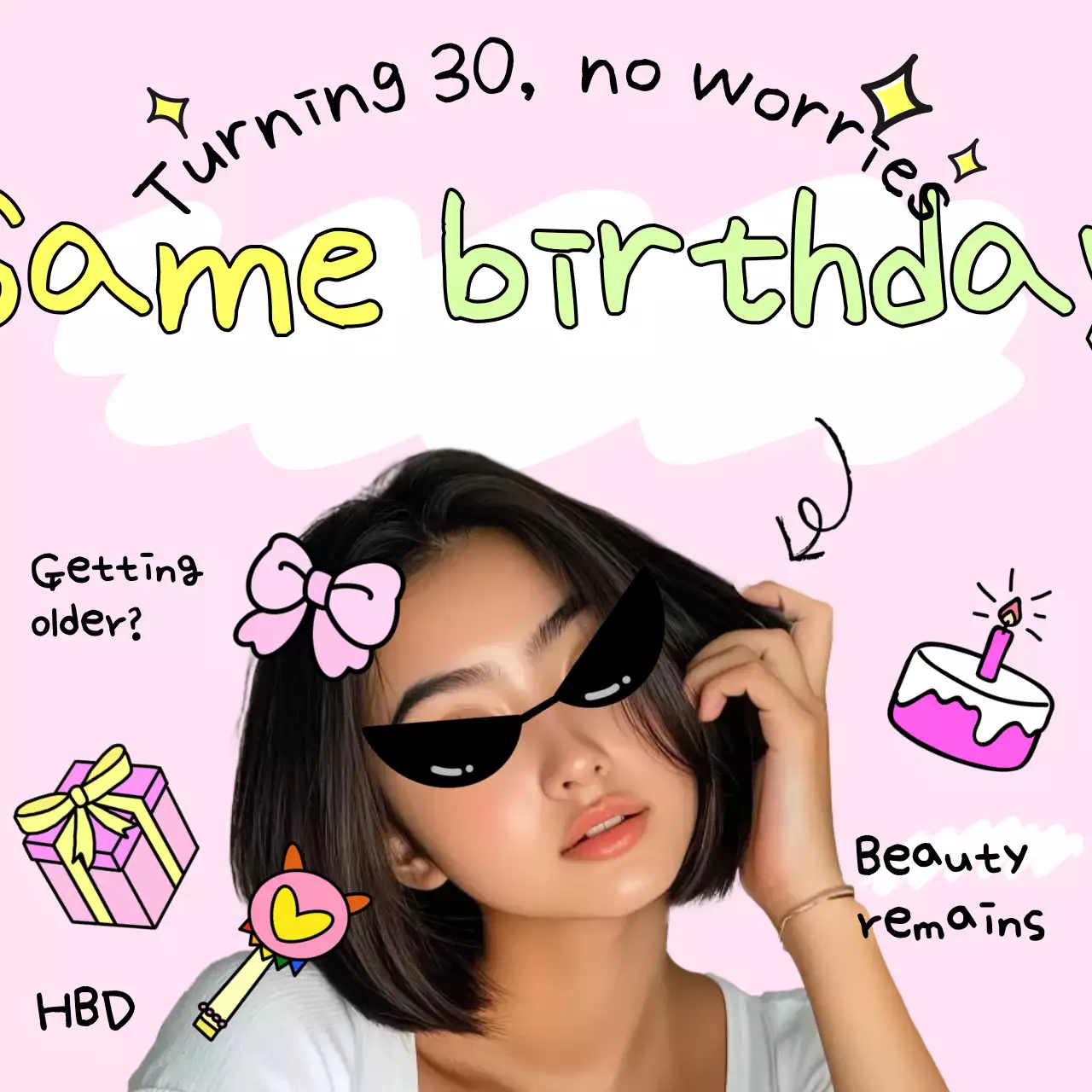 pink kitsch birthday meme