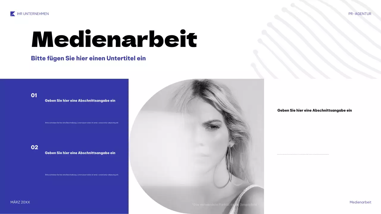 blaue geometrische PR-Präsentation