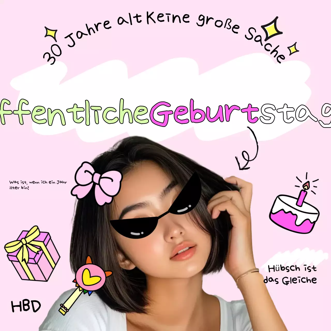 rosa Kitsch-Geburtstagsmeme