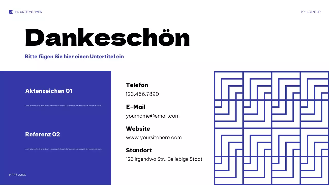 blaue geometrische PR-Präsentation