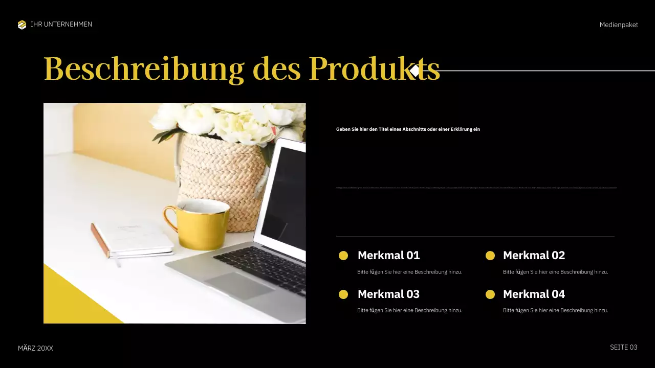 gelbes, fettgedrucktes Mediendokument