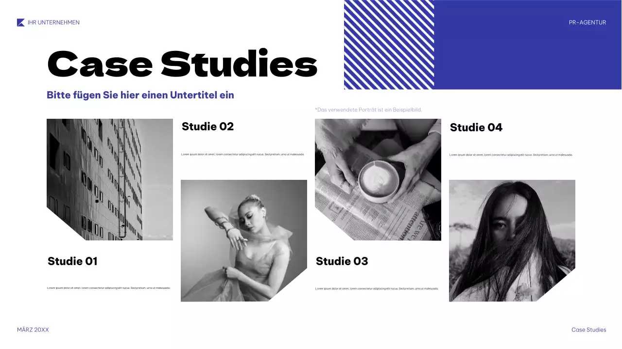 blaue geometrische PR-Präsentation