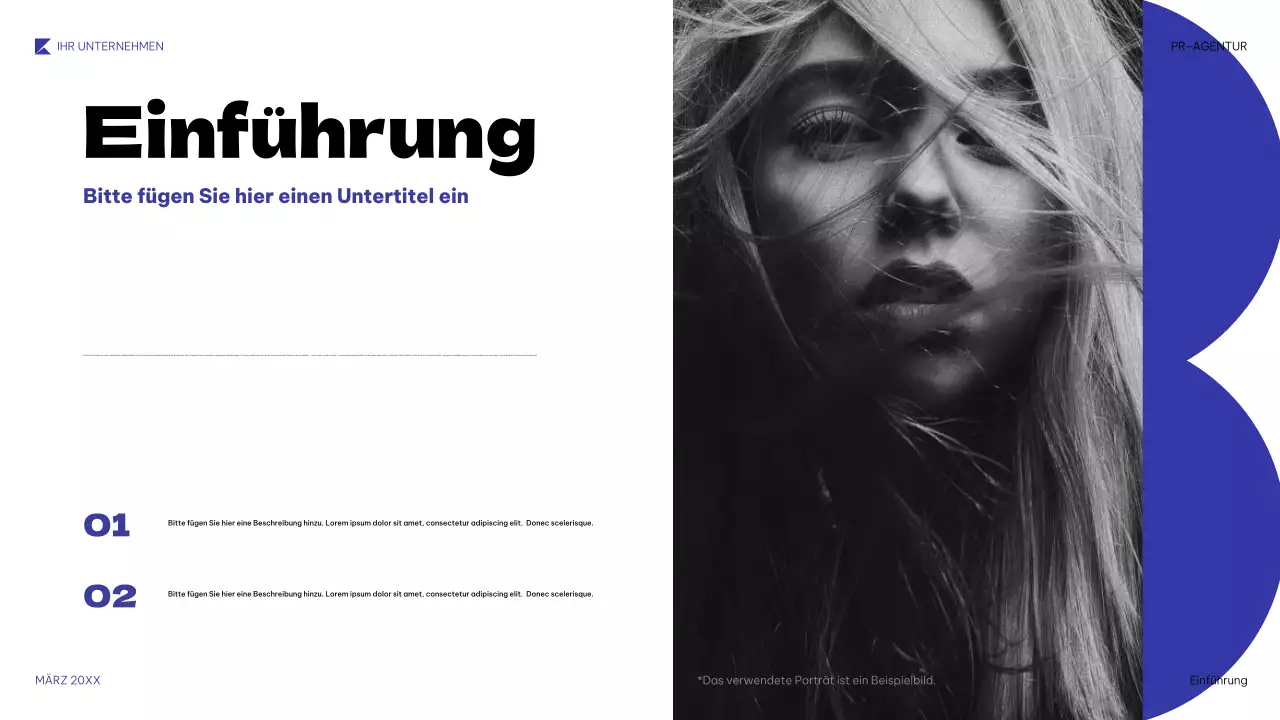 blaue geometrische PR-Präsentation