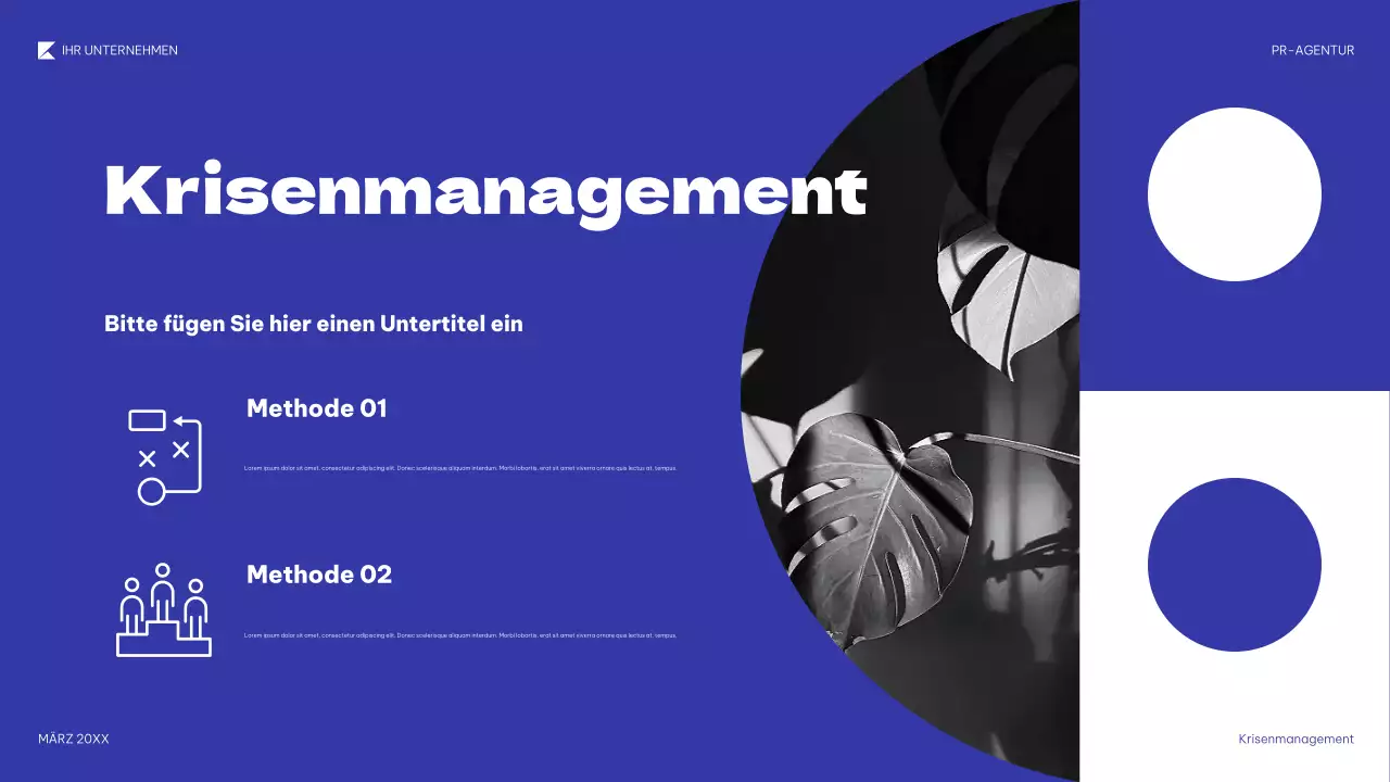 blaue geometrische PR-Präsentation