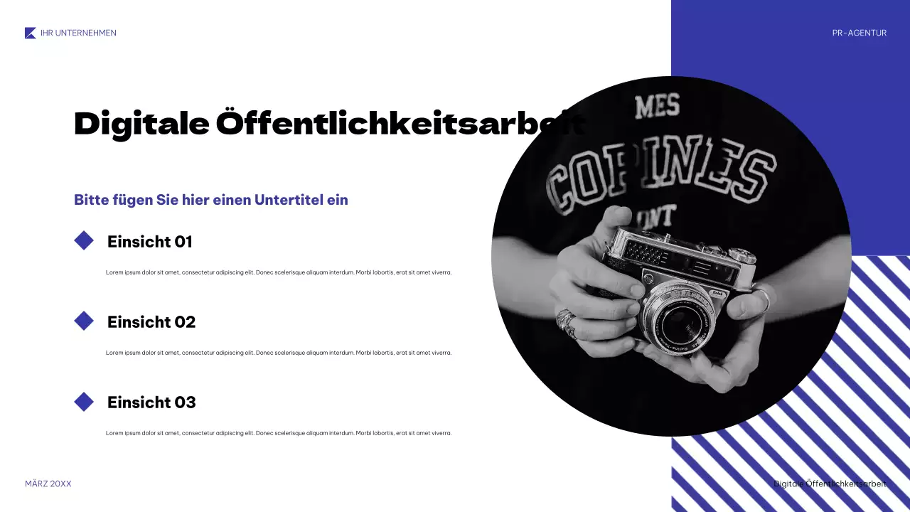 blaue geometrische PR-Präsentation