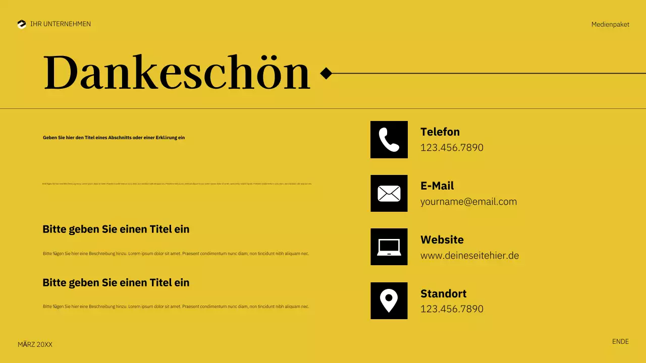 gelbes, fettgedrucktes Mediendokument