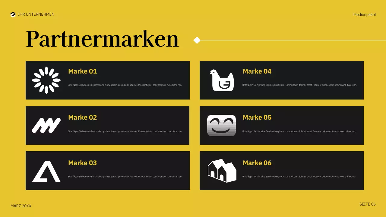 gelbes, fettgedrucktes Mediendokument