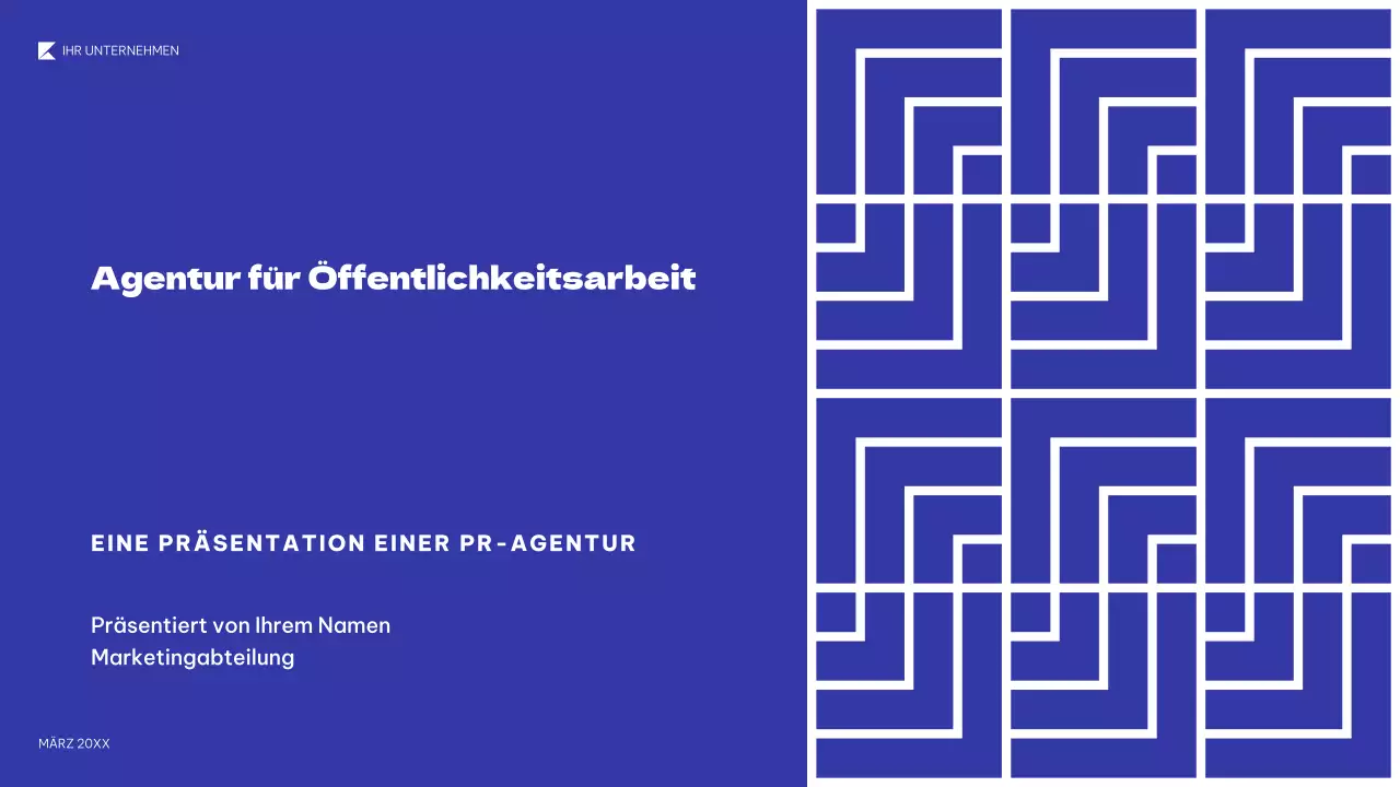 blaue geometrische PR-Präsentation
