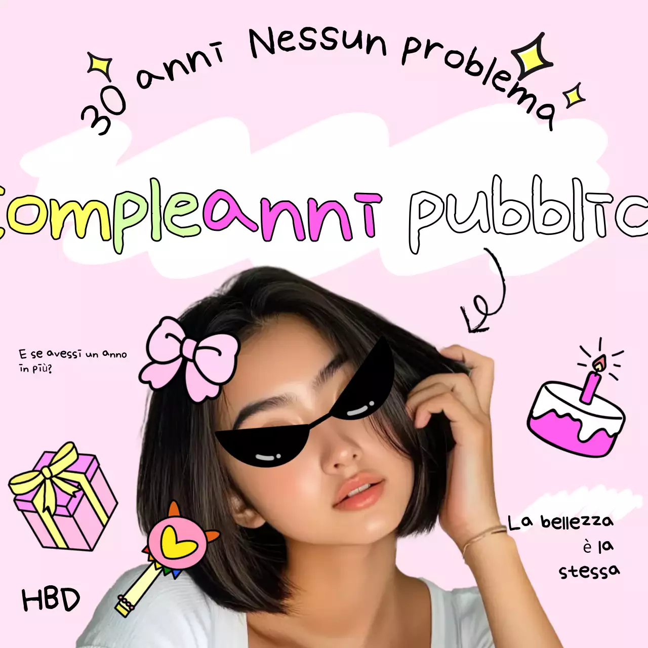 meme di compleanno kitsch rosa