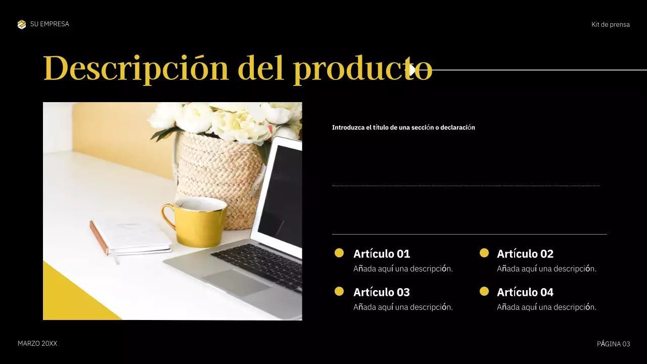 documento multimedia en negrita amarilla