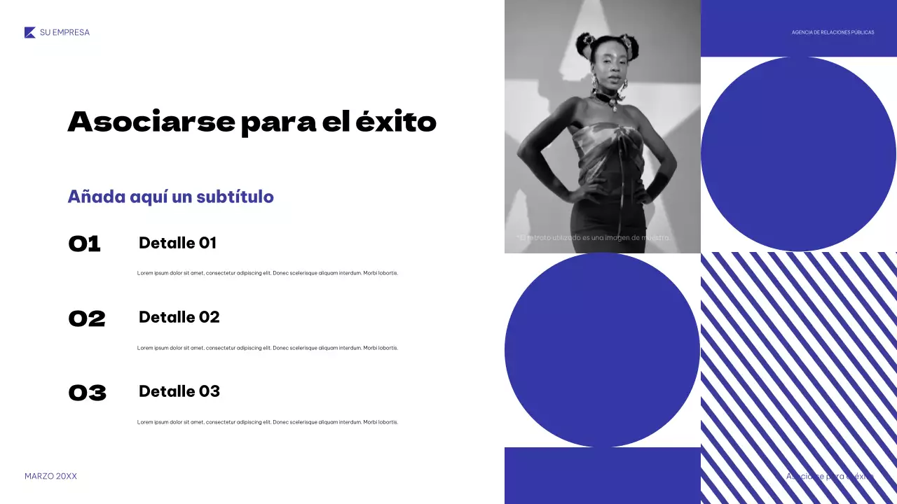 Presentación de relaciones públicas geométrica azul