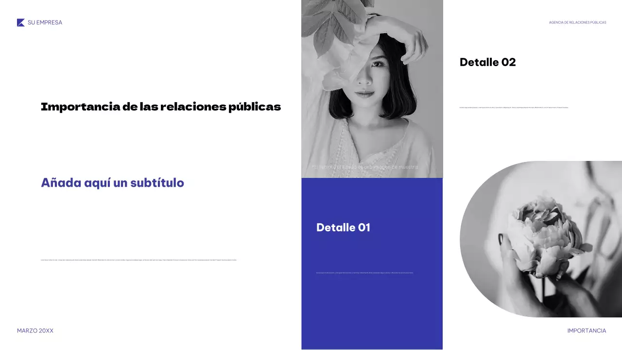 Presentación de relaciones públicas geométrica azul