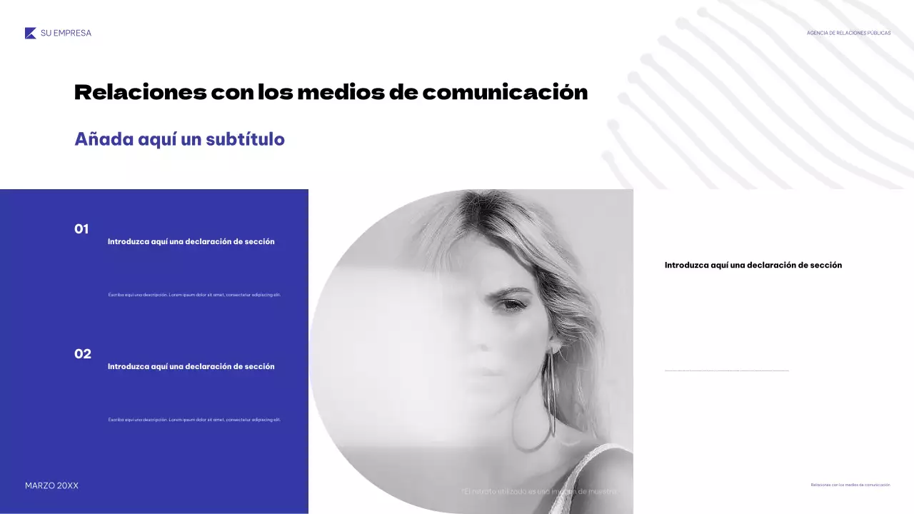 Presentación de relaciones públicas geométrica azul