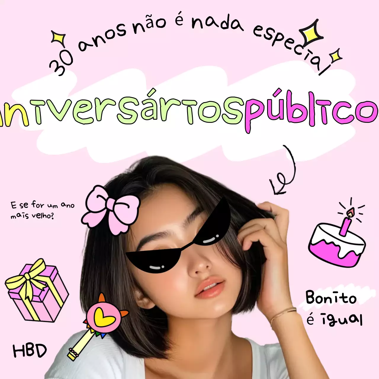 meme de aniversário kitsch rosa