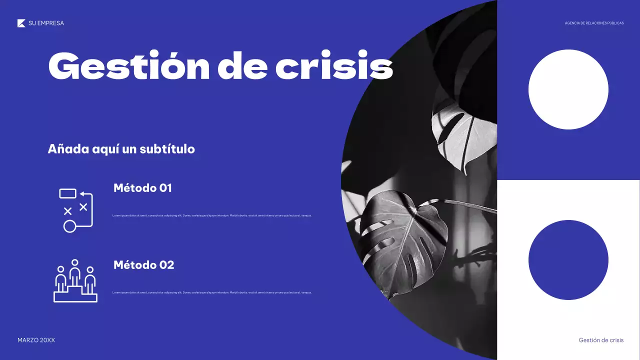 Presentación de relaciones públicas geométrica azul