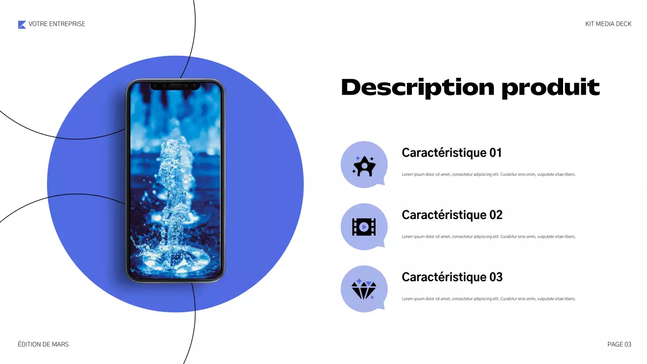 présentation multimédia géométrique bleue