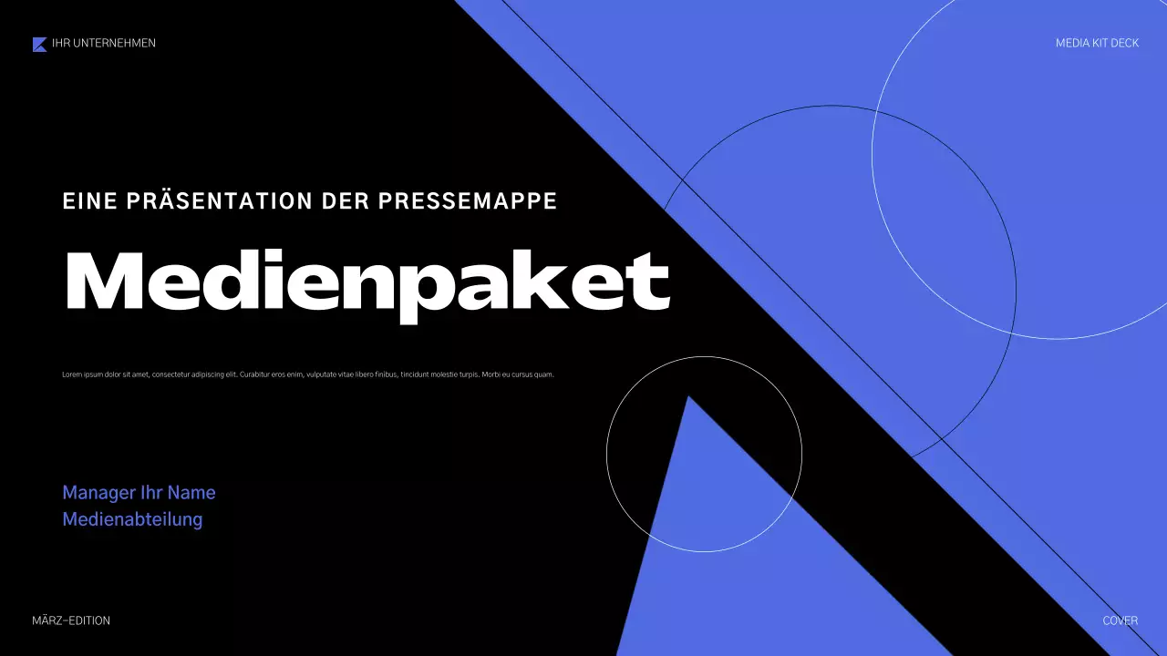 blaue geometrische Medienpräsentation