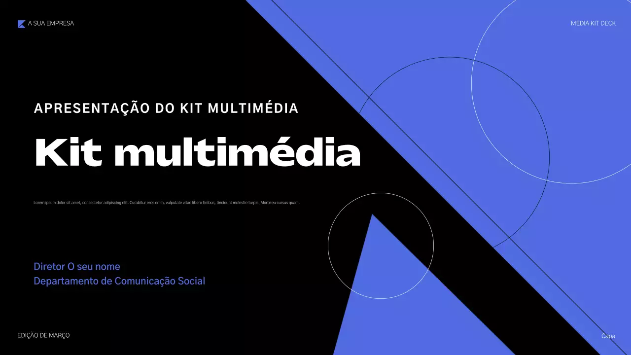 apresentação de mídia geométrica azul
