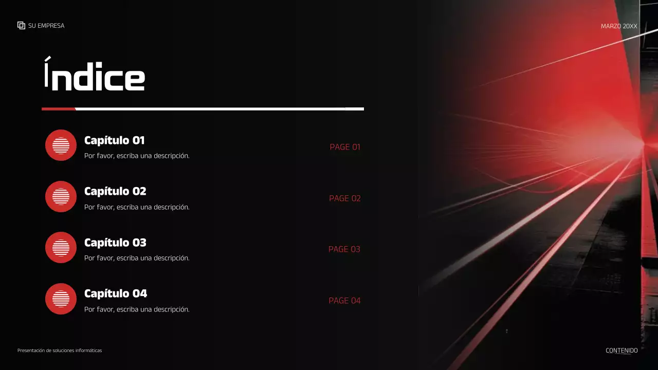 Presentación de TI moderna en rojo