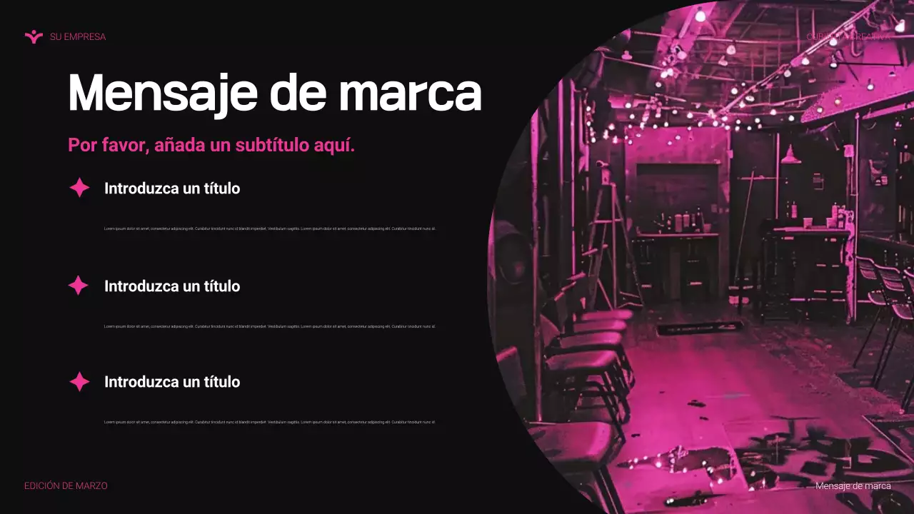 Presentación de agencia moderna en color rosa