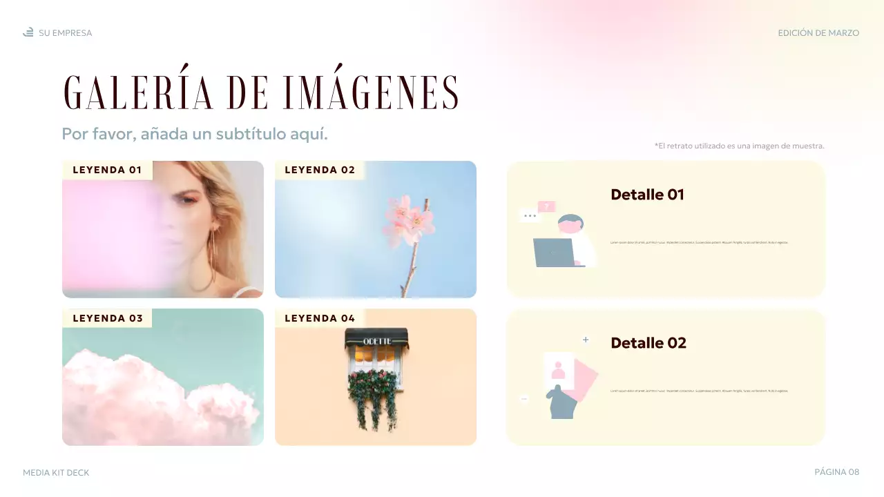 Presentación multimedia elegante en tonos pastel