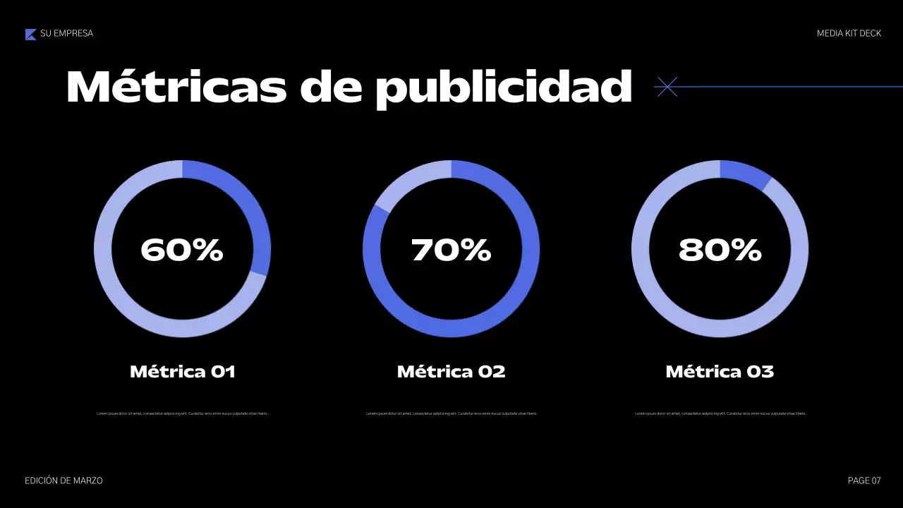 Presentación de medios geométricos azules