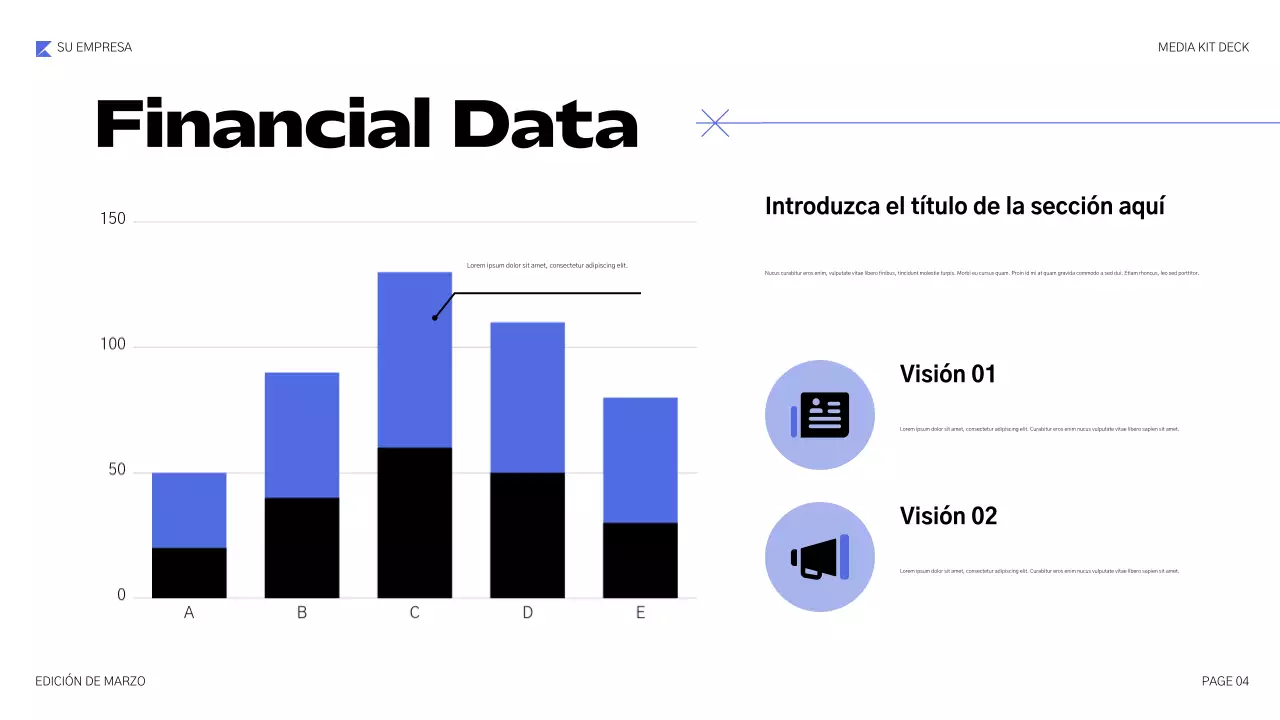 Presentación de medios geométricos azules