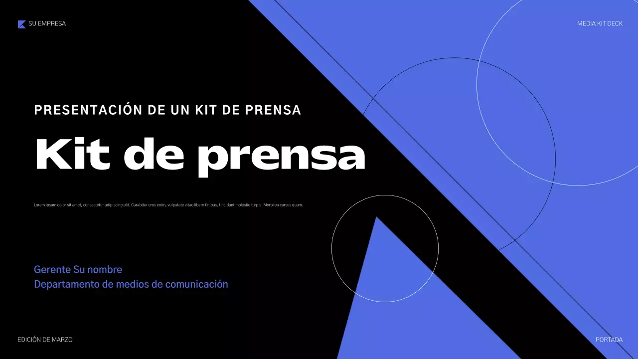 Presentación de medios geométricos azules