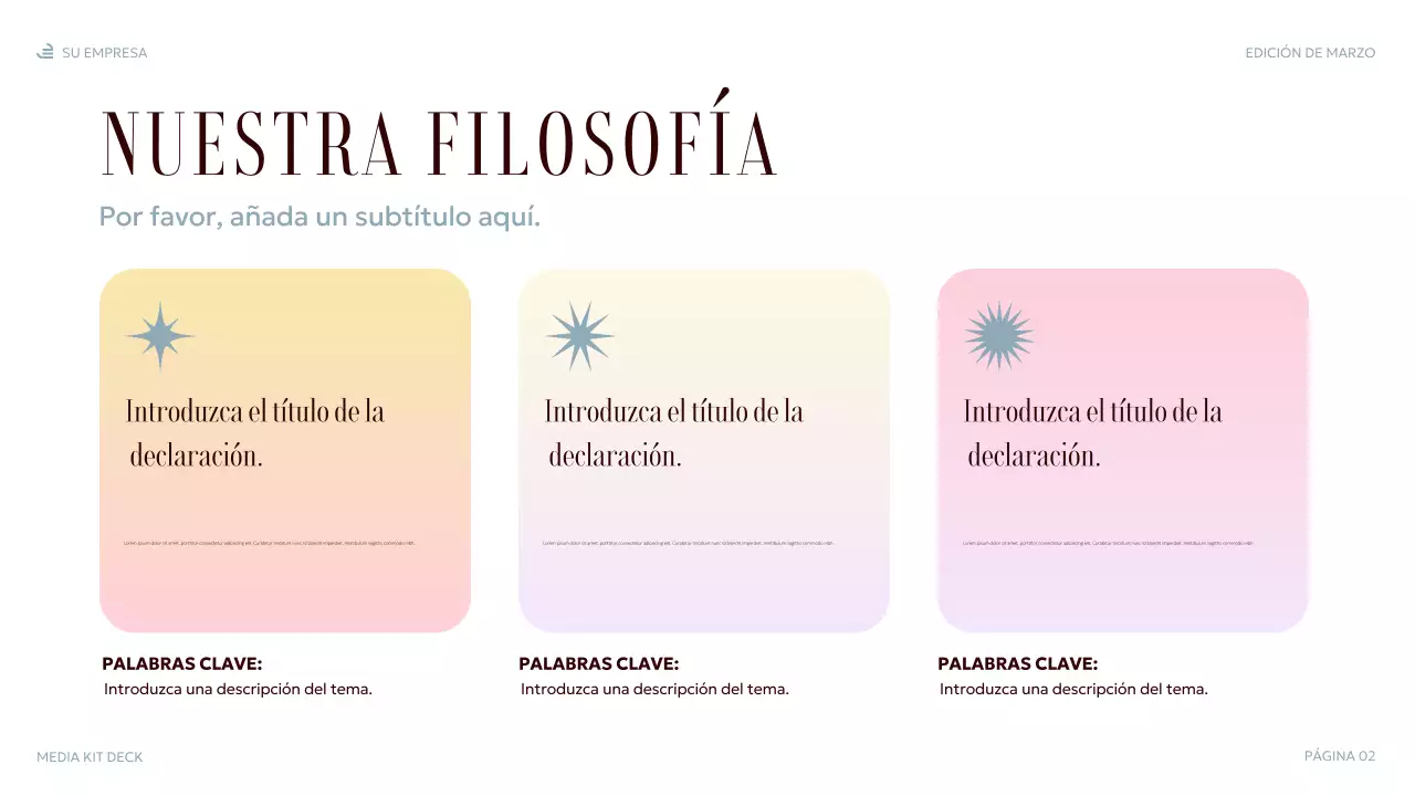 Presentación multimedia elegante en tonos pastel