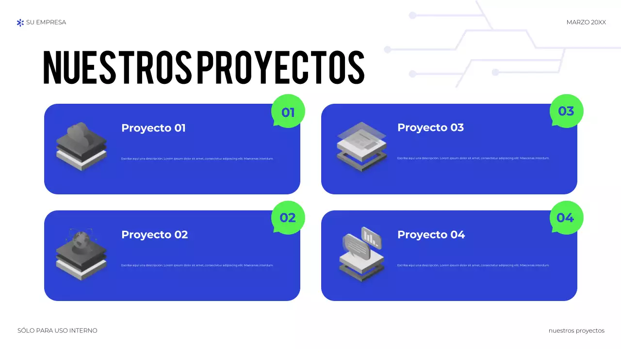 Presentación de tecnología geométrica azul