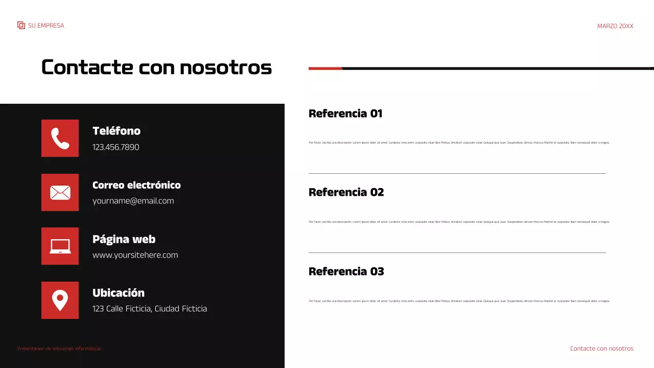 Presentación de TI moderna en rojo