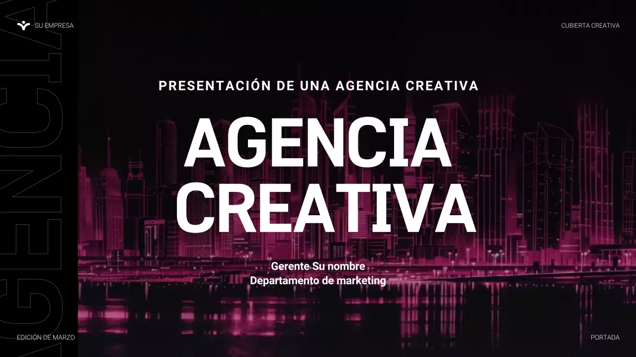 Presentación de agencia moderna en color rosa