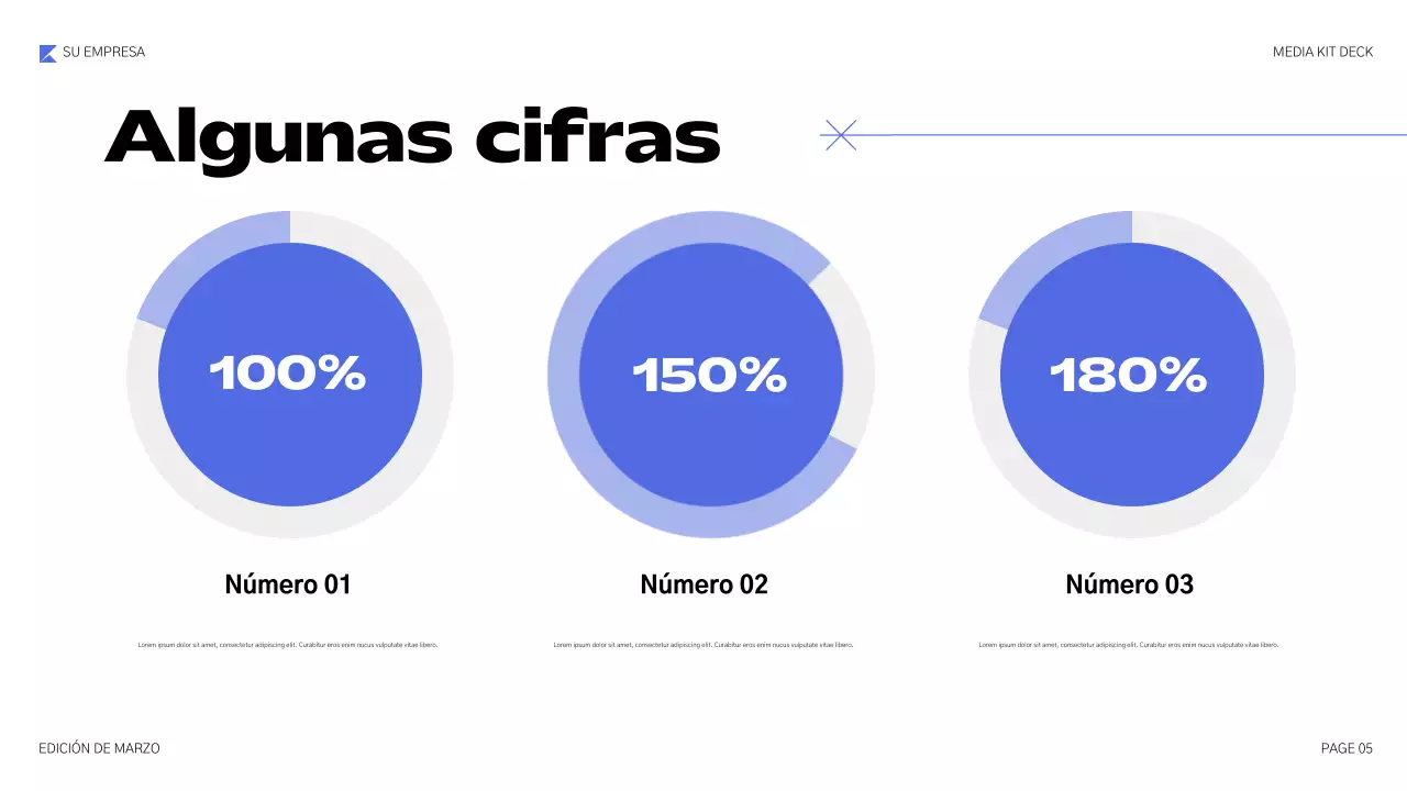 Presentación de medios geométricos azules
