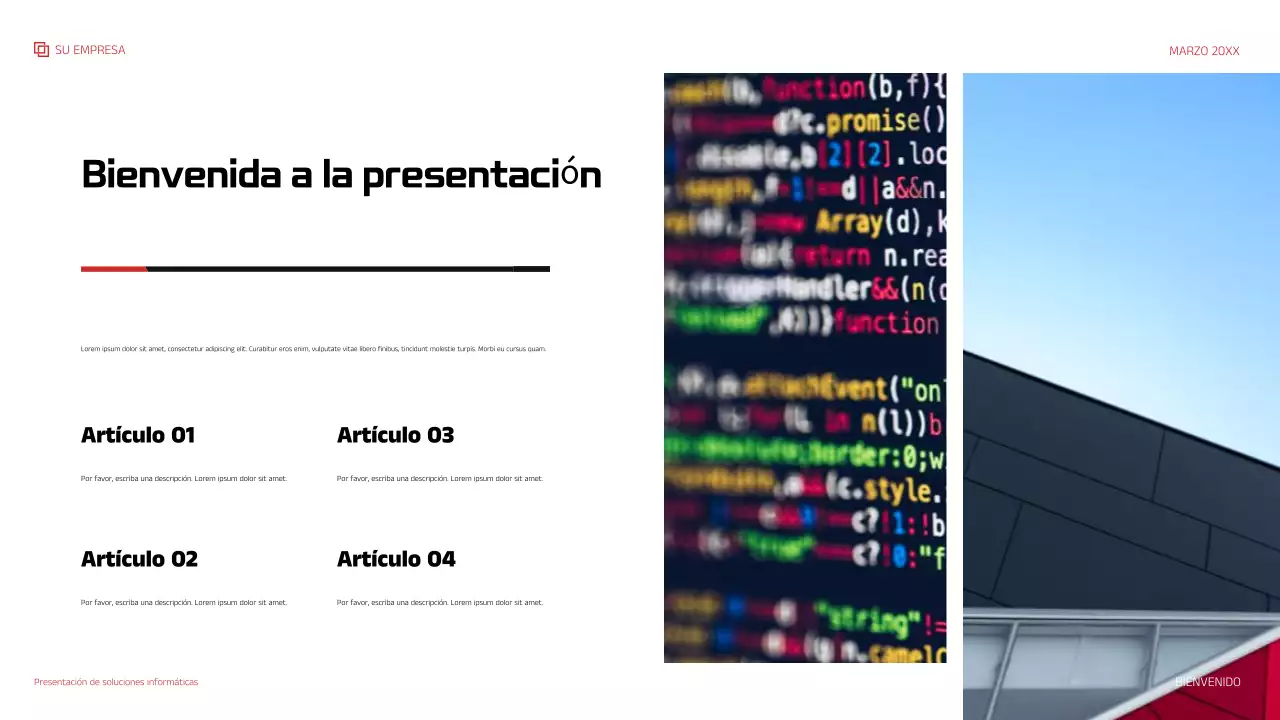 Presentación de TI moderna en rojo